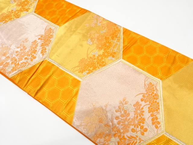 JAPANESE FUKURO OBI / WOVEN KIKU & UME